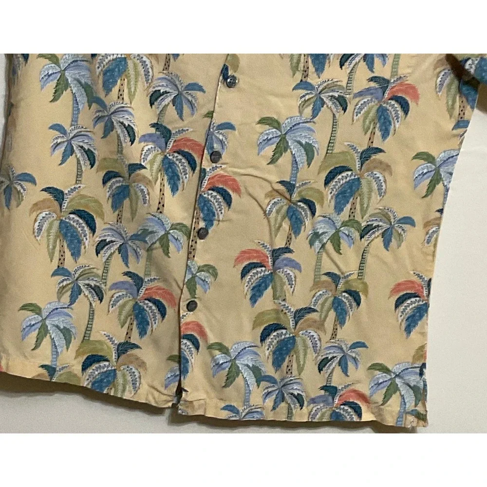 Tori Richard men's shir Hawaiian palm tree print viscose beige short-sleeve M - Picture 5 of 13